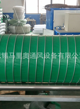 生产厂家防火耐高温铁夹布软管除尘设备专用绿色三防布可伸缩软管