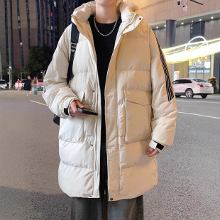 中长款羽绒服男士冬季2024加厚保暖鸭绒新款潮牌青年连帽外套