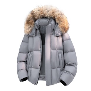 冬季新款大毛领帽子羽绒服可拆卸时尚大码加厚气质外套潮