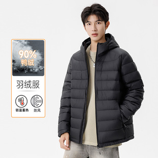 2025年冬季连帽轻薄排骨羽绒服男厚外套短款羽绒服情侣上衣
