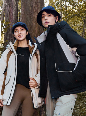 90白鸭绒外套秋冬季新款美式潮牌羽绒服情侣男女同款连帽上衣外套