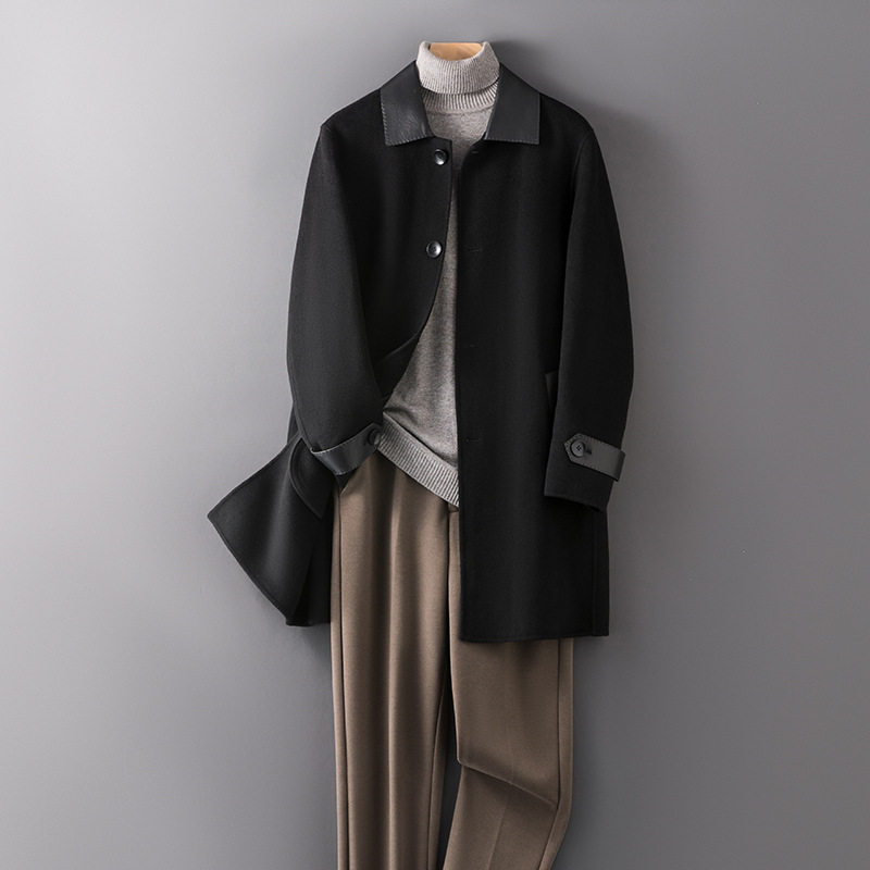 秋冬新款%羊毛大衣翻领中长款毛呢外套男士商务无羊绒大衣,女装/女士精品,羊绒大衣,淘宝优惠券,粉丝福利购,淘宝优惠卷