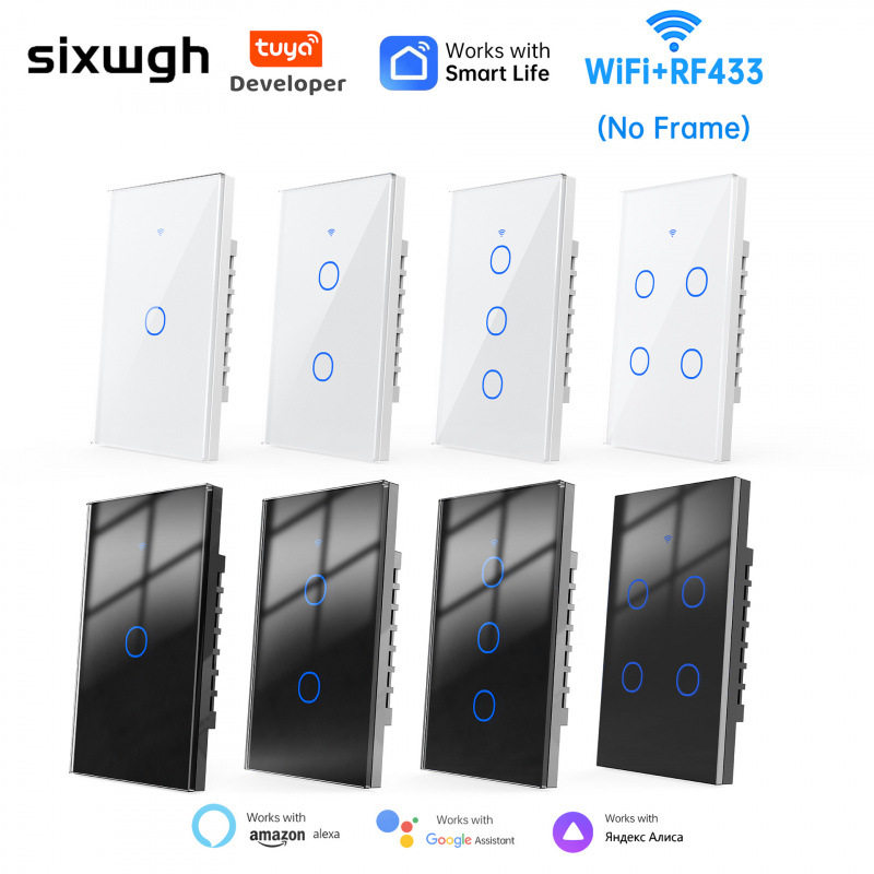 涂鸦WiFi+433触摸墙壁开关118型Alexa美规澳洲规巴西规单零火智能
