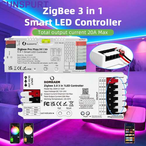 ZigBee3.0智能调光调色灯带控制器APP RF遥控控制RGBW RGBCCT
