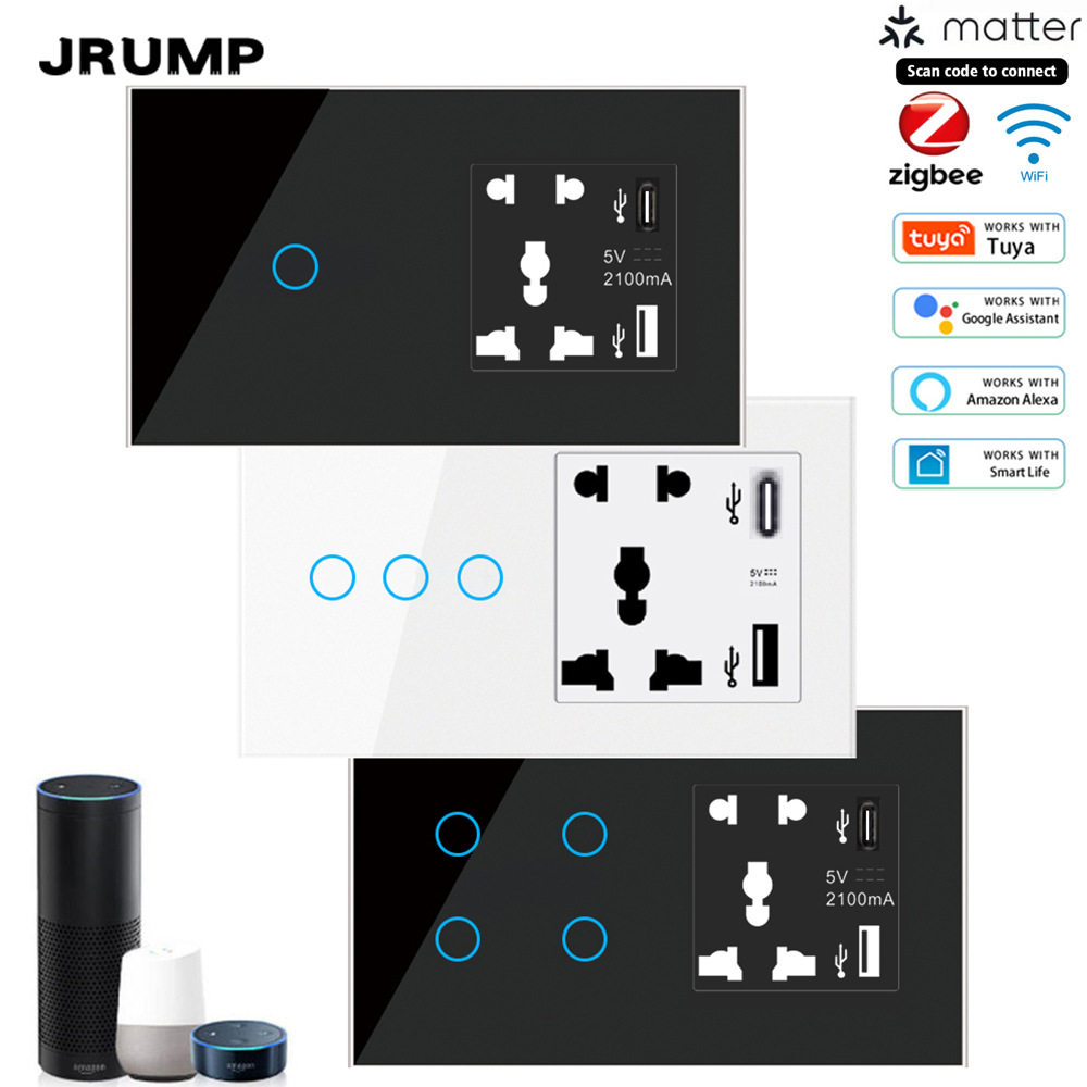 147-涂鸦Zigbee智能开关面板带五孔插座USB+C的墙壁触摸智能生活,电子/电工,智能插座,淘宝优惠券,粉丝福利购,淘宝优惠卷