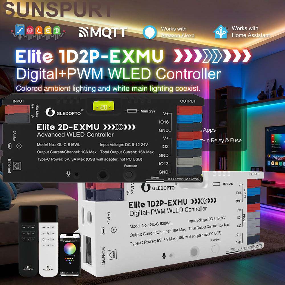 格乐德WLED ESP32控制器带麦克风下载DIY4路以太网七彩RGBCCT PWM