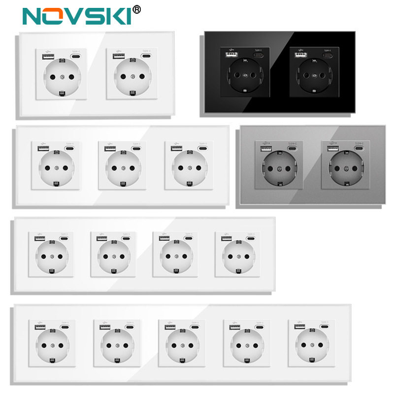 欧规墙壁德标德式电源插座带USB插座type-c充电面板外贸,电子/电工,电视插座,淘宝优惠券,粉丝福利购,淘宝优惠卷