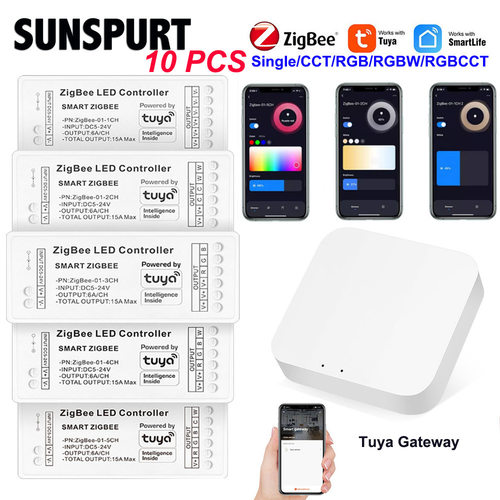 led智能涂鸦zigbee控制器app单色双色七彩rgbwc灯带调光器12V 24v