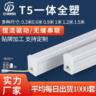 led高亮度车间仓库流水线用pc塑料款全塑t5一体化灯管