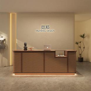 复古服装 店铺柜台民宿餐饮店侘寂风藤编前台 店吧台收银台小型女装