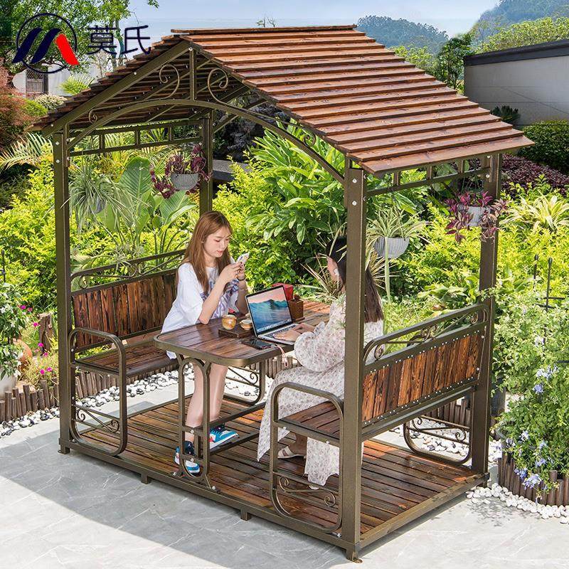 碳化木小木屋实木凉亭户外花园庭院遮阳防腐木亭可移动组装亭子