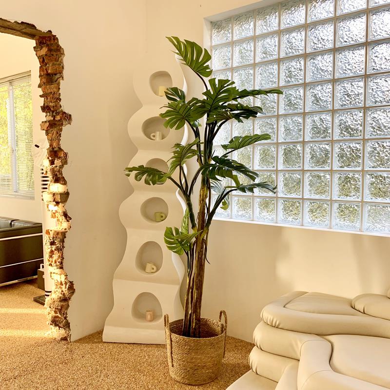 楼夏家 大型仿真植物老桩龟背叶假绿植室内摆件北欧侘寂风龟背竹