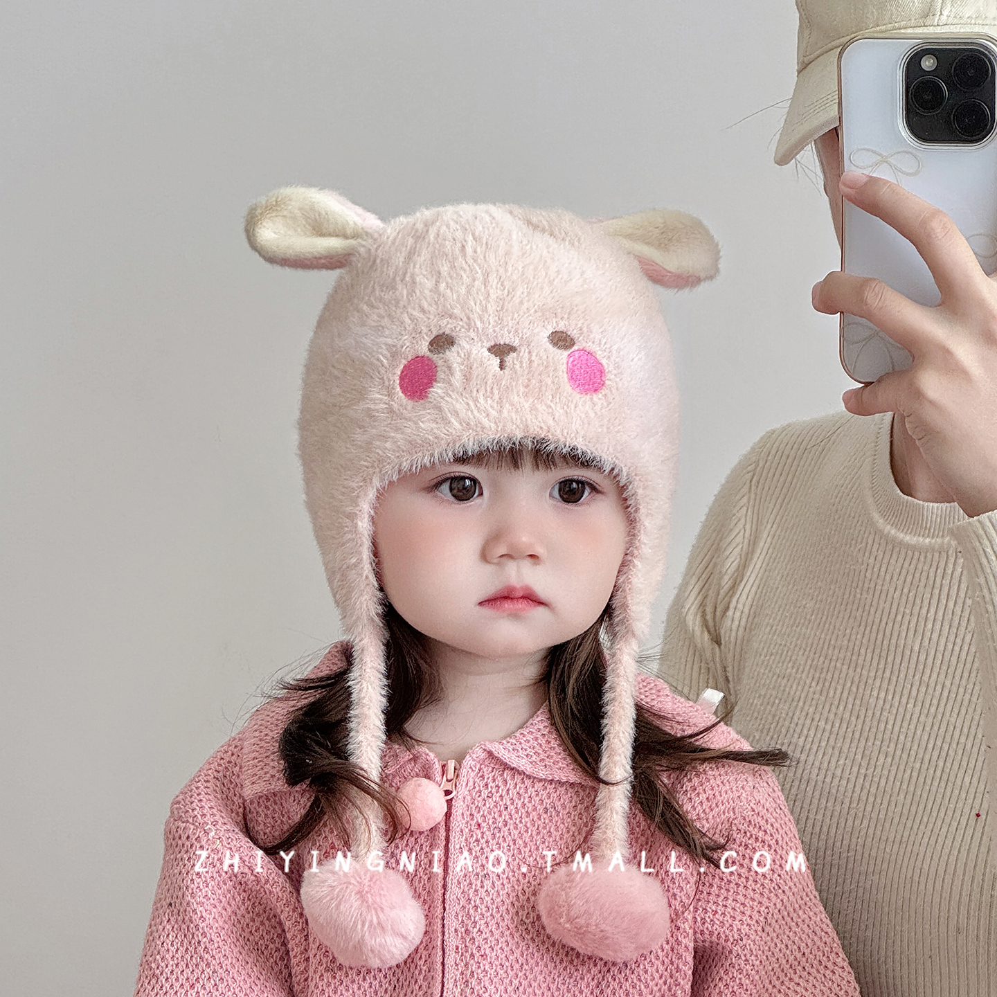婴儿毛绒帽可爱超萌宝宝护耳帽子
