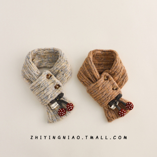 儿童围巾秋冬季 女童围巾韩系百搭加厚保暖宝宝针织交叉护颈脖套女