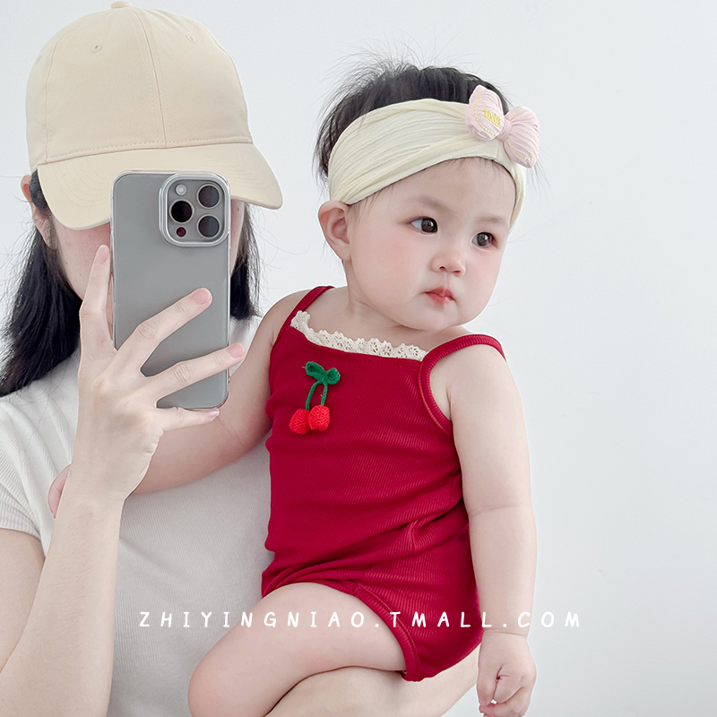 婴儿帽子夏季甜美发带可爱超萌新生儿发饰小月龄胎帽女宝宝囟门帽