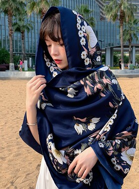 沙漠穿搭拍照敦煌棉麻丝巾女青海茶卡盐湖云南丽江民族风围巾披肩