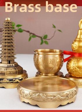 铜底座纯铜葫芦铜饰大圆文昌塔聚宝盆香炉百福福缸底座