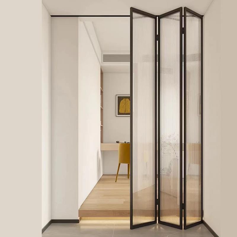 厨房玻璃折叠门无地轨拉门折叠隐形门铝合金阳台化妆室隔板移门