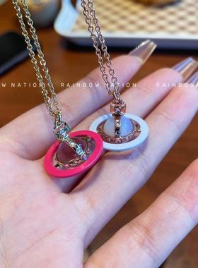 RainbowNation立体土星orb珐琅星球项链女甜酷风後太西时尚个性款