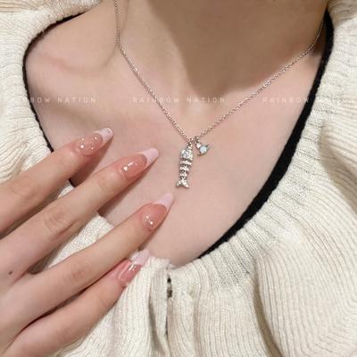 RainbowNation925纯银土星鱼骨头欧泊项链后太西高级感轻奢小众