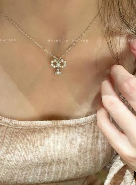 高品质蝴蝶结土星珍珠项链