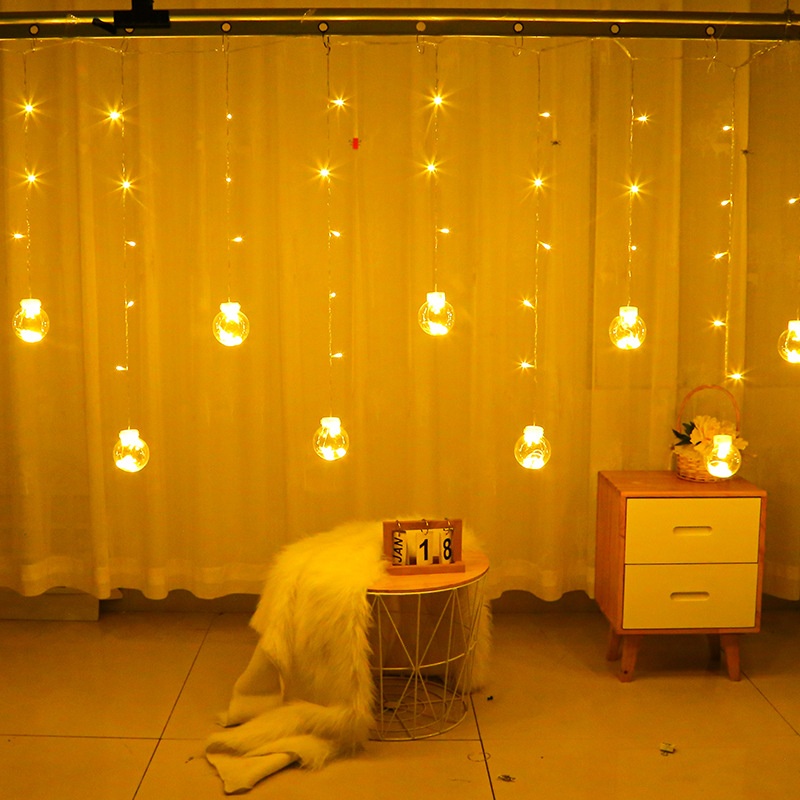 跨境新款LED许愿球装饰灯婚房圣诞节日阳台庭院装饰满天星窗帘灯