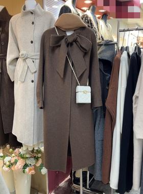 十三行现货2025秋季新款高级感绑带领子羊毛毛呢外套s7217W534