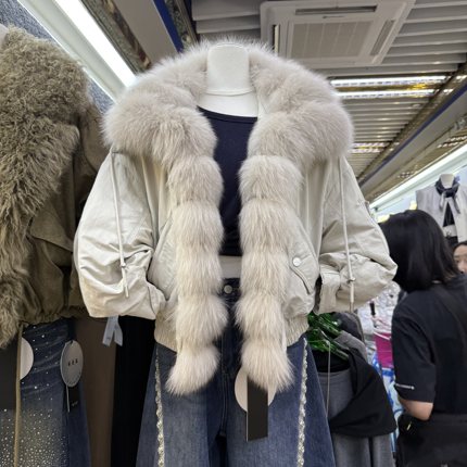 十三行现货2025冬季新款韩版时尚大毛领宽松羽绒服外套s68803w845