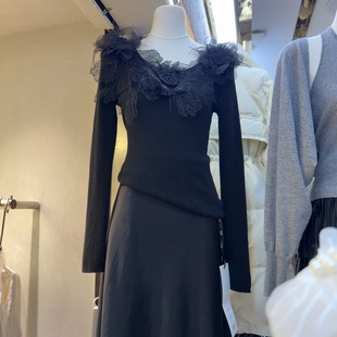 修身 时尚 立体花朵针织毛衣S68322W156 韩版 十三行现货2025秋冬新款