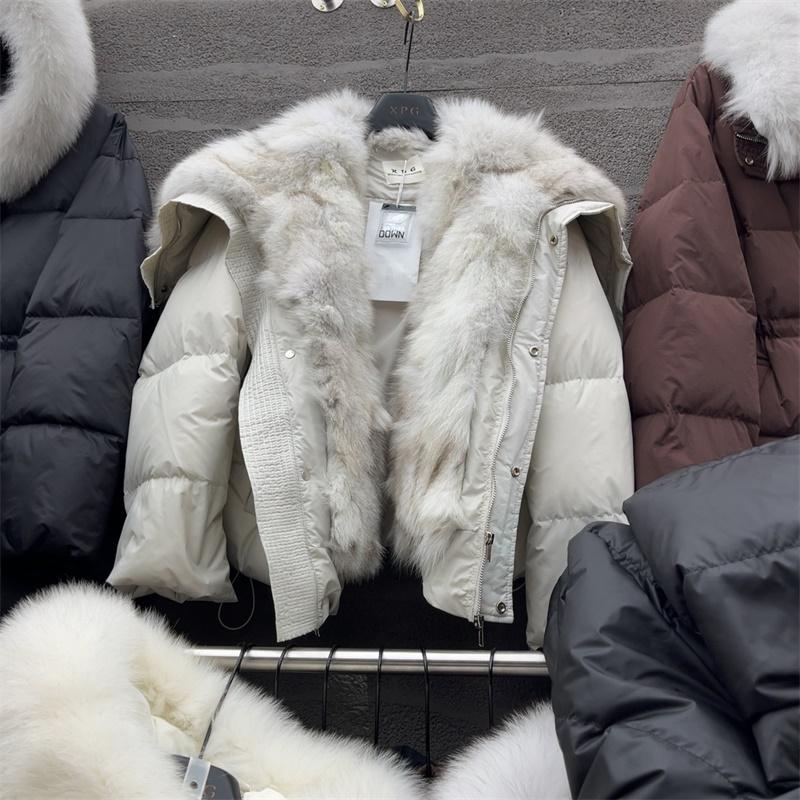 十三行现货2025秋冬新款韩版时尚设计感毛领羽绒服女s8447W666