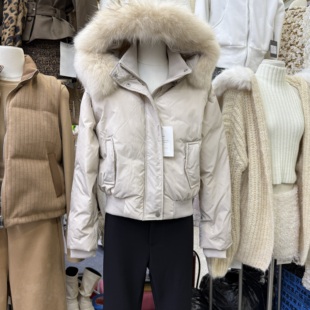 貉子毛领连帽短款 韩版 羽绒服s68722w589 新款 十三行现货2025冬季