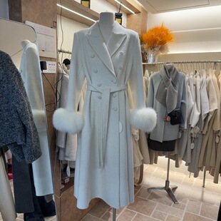 翻领系带收腰羊毛大衣S68296W687 时尚 十三行现货2025秋冬新款 韩版