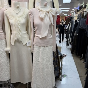 珍珠系带修身 十三行拿货2025冬季 时尚 韩版 显瘦毛衣s68917w132 新款