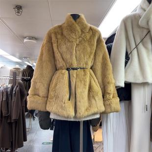 时尚 韩版 气质设计感兔毛外套女s8582W524 新款 十三行现货2025冬季