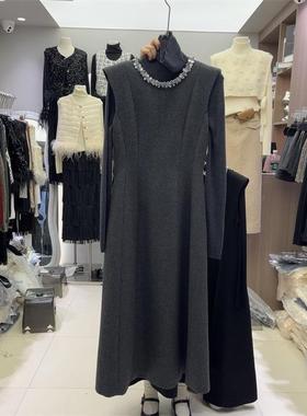 十三行现货2025秋冬新款韩版复古气质打底连衣裙套装s7993W442