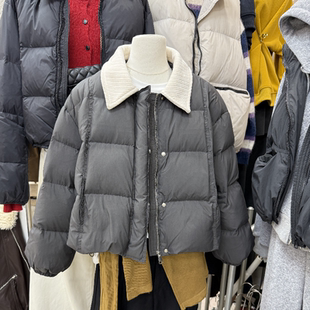时尚 韩版 翻领宽松羽绒服外套女S68638W356 新款 十三行现货2025冬季