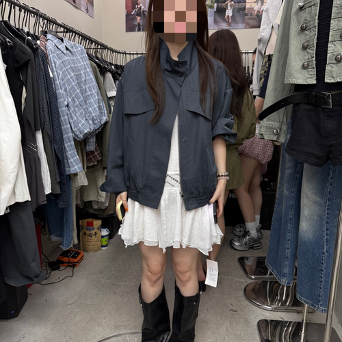 韩版复古立领夹克外套吊带连衣裙