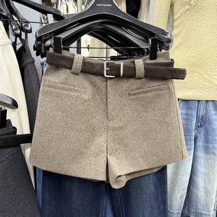 高腰显瘦羊毛短裤 十三行现货2025冬季 时尚 韩版 女S68657W178 新款