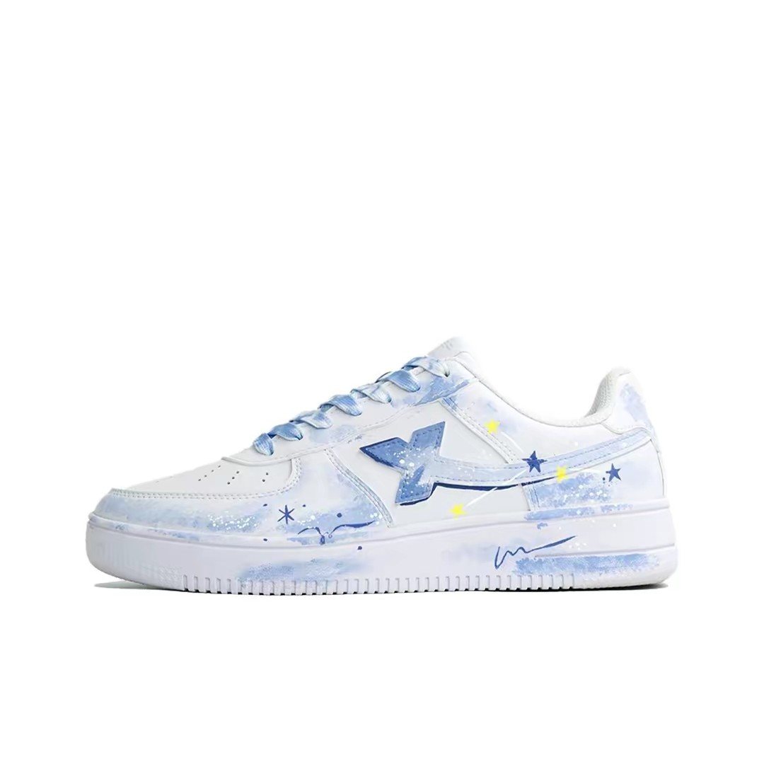 【定制球鞋】特步空军一号月晚夜时尚潮流手绘百搭情侣低帮板鞋