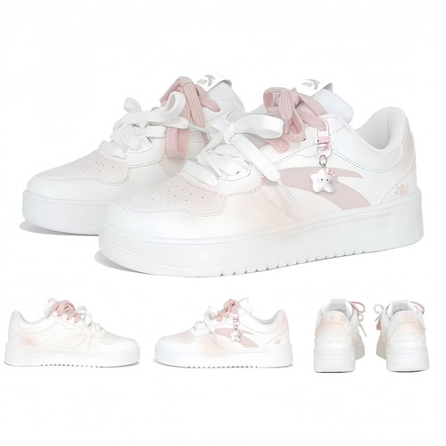 定制安踏轻松低帮板鞋女款白粉色