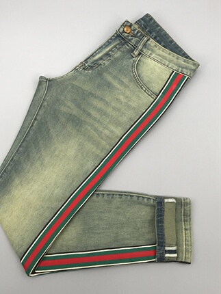 High-End Retro Cropped Jeans for Men, 2026 Spring/Summer New Trendy Brand with Double Side Webbing Decoration, Slim Fit Skinny Pants