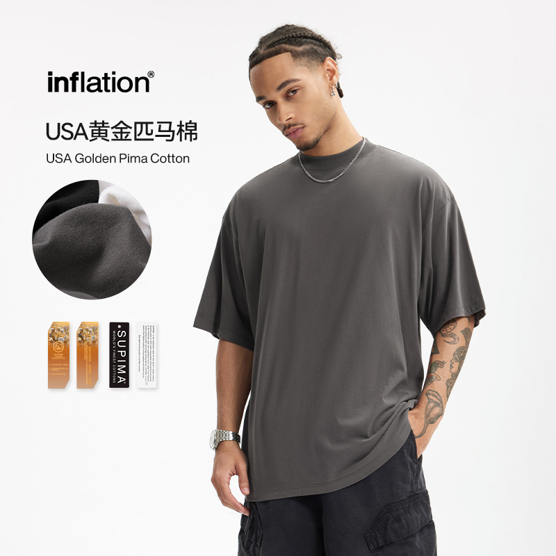 美式潮牌USA黄金匹马棉圆领T恤春夏新品145G轻薄吸湿透气短袖男士