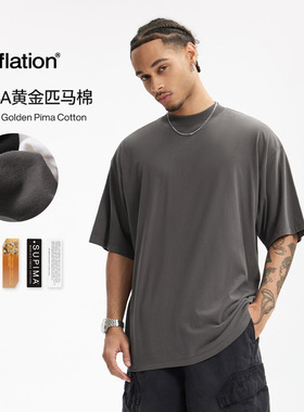 美式潮牌USA黄金匹马棉圆领T恤春夏新品145G轻薄吸湿透气短袖男士