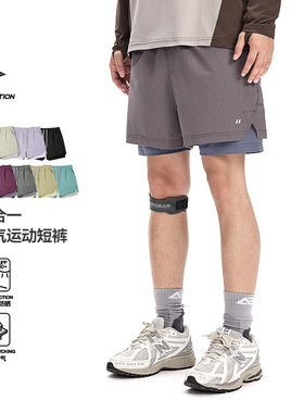 街头潮牌二合一透气运动短裤春夏新品ins户外轻量upf50防晒短裤男