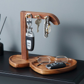 实木挂钩放钥匙杂物首饰置物架进门入户玄关装 饰创意桌面摆件