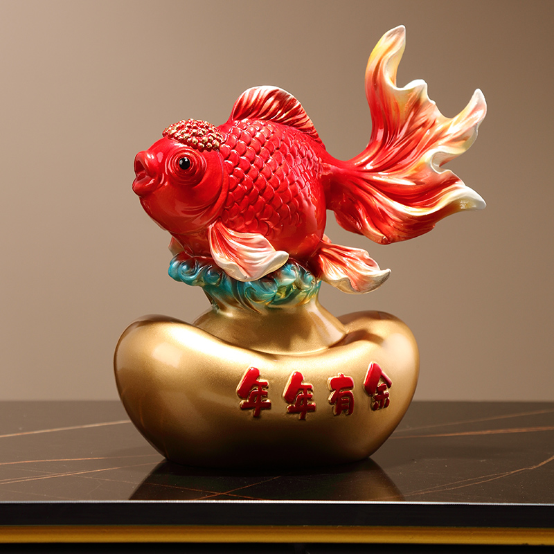 现代年年有鱼桌面摆件招财祝福家居用品客厅玄关酒柜装饰乔迁礼品