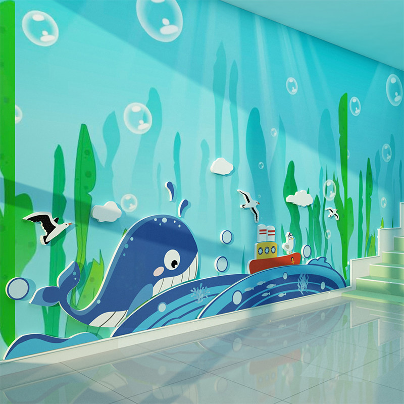 班级布置教室装饰l海洋风幼儿园环创文化主题墙成品材料黑板报墙