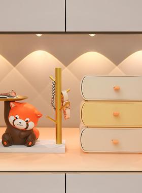 小熊猫入户门口鞋柜钥匙收纳玄关装饰品摆件客厅家居乔迁新居礼品