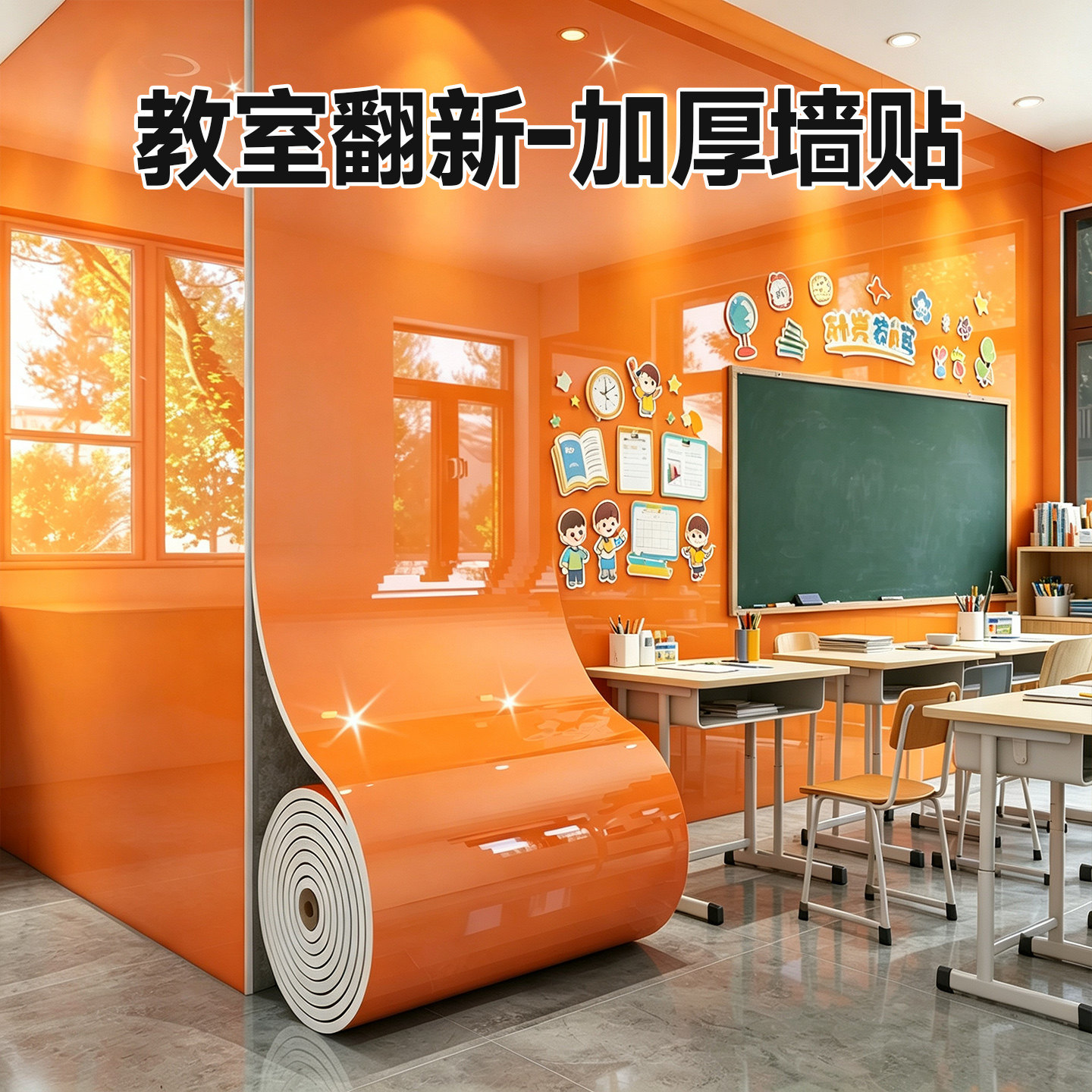 幼儿园墙面遮丑装饰壁纸防撞软包墙贴自粘防水防潮墙纸加厚护墙板