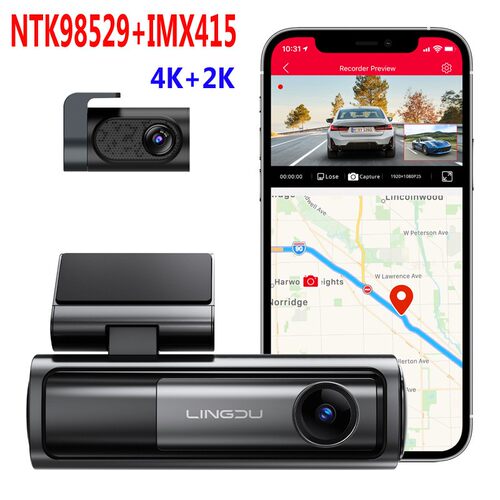 LINGDU跨境5K超高清行车记录仪前后双录广角手机WIFI互联GPS轨迹